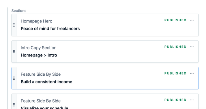 contentful page sections