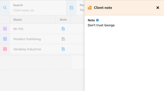 client note modal
