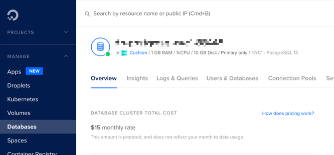 digital ocean database