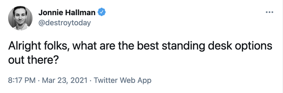 standing desk tweet