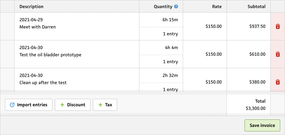 line item totals (sticky)
