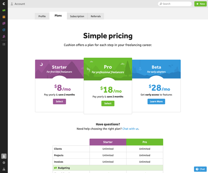 my.cushionapp.com plans